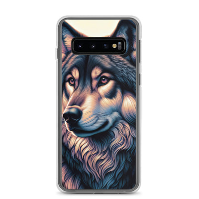 Majestätischer, glänzender Wolf in leuchtender Illustration (AN) - Samsung Schutzhülle (durchsichtig) xxx yyy zzz Samsung Galaxy S10