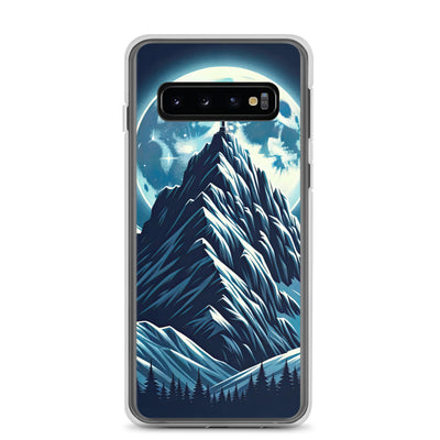 Mondnacht und Gipfelkreuz in den Alpen, glitzernde Schneegipfel - Samsung Schutzhülle (durchsichtig) berge xxx yyy zzz Samsung Galaxy S10