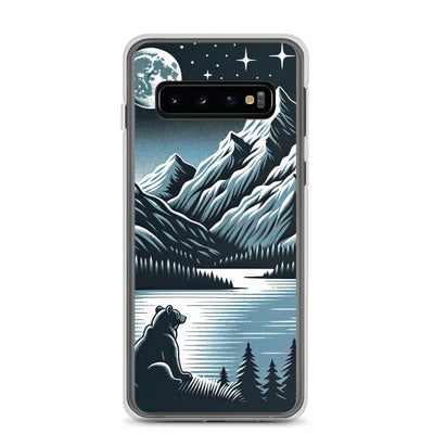 Bär in Alpen-Mondnacht, silberne Berge, schimmernde Seen - Samsung Schutzhülle (durchsichtig) camping xxx yyy zzz Samsung Galaxy S10