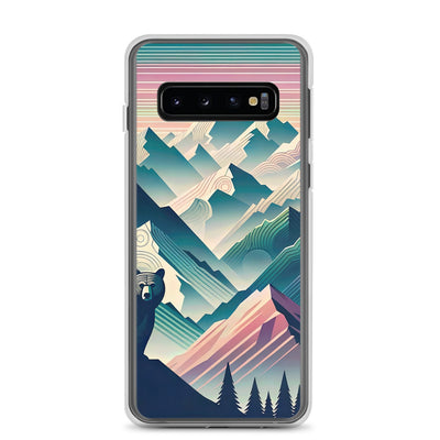 Bär im Panoramablick der Alpen, moderne Kunst-Gebirgsschichten - Samsung Schutzhülle (durchsichtig) camping xxx yyy zzz Samsung Galaxy S10
