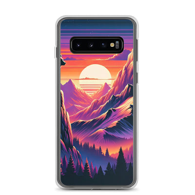 Alpen-Sonnenuntergang mit Bär auf Hügel, warmes Himmelsfarbenspiel - Samsung Schutzhülle (durchsichtig) camping xxx yyy zzz Samsung Galaxy S10