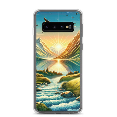 Zelt im Alpenmorgen mit goldenem Licht, Schneebergen und unberührten Seen - Samsung Schutzhülle (durchsichtig) berge xxx yyy zzz Samsung Galaxy S10