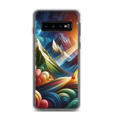 Abstrakte Bergwelt in lebendigen Farben mit Zelt - Samsung Schutzhülle (durchsichtig) camping xxx yyy zzz Samsung Galaxy S10
