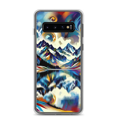 Alpensee im Zentrum eines abstrakt-expressionistischen Alpen-Kunstwerks - Samsung Schutzhülle (durchsichtig) berge xxx yyy zzz Samsung Galaxy S10