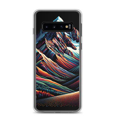 Pointillistische Darstellung der Alpen, Farbpunkte formen die Landschaft - Samsung Schutzhülle (durchsichtig) berge xxx yyy zzz Samsung Galaxy S10