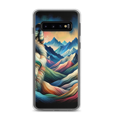 Traumhaftes Alpenpanorama mit Wolf in wechselnden Farben und Mustern (AN) - Samsung Schutzhülle (durchsichtig) xxx yyy zzz Samsung Galaxy S10