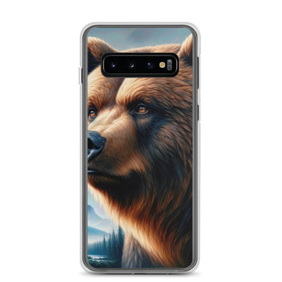 Ölgemälde, das das Gesicht eines starken realistischen Bären einfängt. Porträt - Samsung Schutzhülle (durchsichtig) camping xxx yyy zzz Samsung Galaxy S10