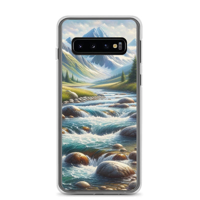 Ölgemälde eines Gebirgsbachs durch felsige Landschaft - Samsung Schutzhülle (durchsichtig) berge xxx yyy zzz Samsung Galaxy S10