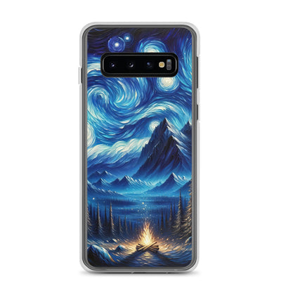 Sternennacht-Stil Ölgemälde der Alpen, himmlische Wirbelmuster - Samsung Schutzhülle (durchsichtig) berge xxx yyy zzz Samsung Galaxy S10