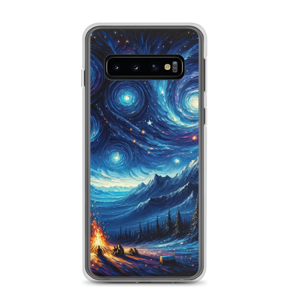 Sternennacht über den Alpen inspiriertes Ölgemälde, mystischer Nachthimmel in Blau - Samsung Schutzhülle (durchsichtig) camping xxx yyy zzz Samsung Galaxy S10