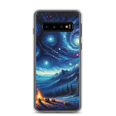 Sternennacht über den Alpen inspiriertes Ölgemälde, mystischer Nachthimmel in Blau - Samsung Schutzhülle (durchsichtig) camping xxx yyy zzz Samsung Galaxy S10