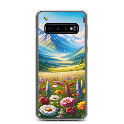Ölgemälde einer ruhigen Almwiese, Oase mit bunter Wildblumenpracht - Samsung Schutzhülle (durchsichtig) camping xxx yyy zzz Samsung Galaxy S10