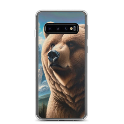 Realistisches Ölgemälde eines männlichen Bären in den Bergen mit Fokus auf Stärke und Schärfe - Samsung Schutzhülle (durchsichtig) camping xxx yyy zzz Samsung Galaxy S10
