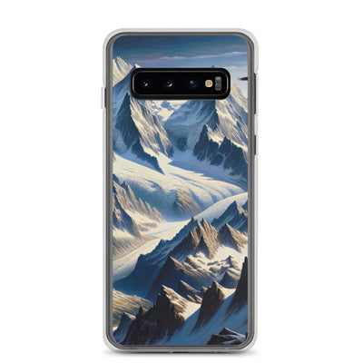 Ölgemälde der Alpen mit hervorgehobenen zerklüfteten Geländen im Licht und Schatten - Samsung Schutzhülle (durchsichtig) berge xxx yyy zzz Samsung Galaxy S10