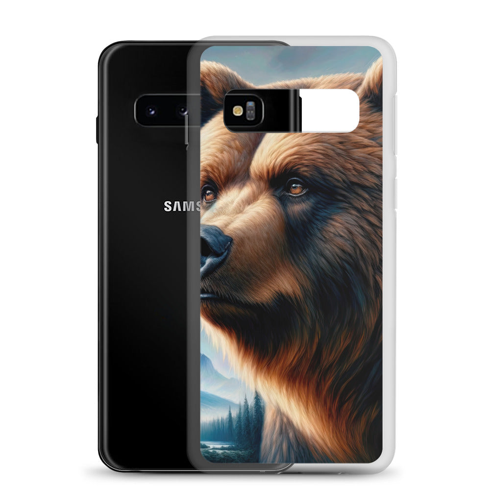 Ölgemälde, das das Gesicht eines starken realistischen Bären einfängt. Porträt - Samsung Schutzhülle (durchsichtig) camping xxx yyy zzz