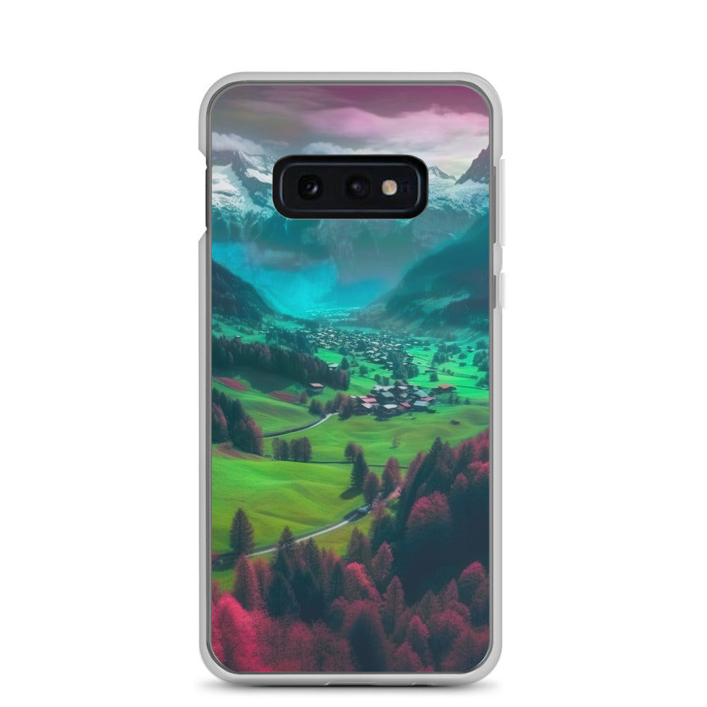 Berglandschaft und Dorf - Fotorealistische Malerei - Samsung Schutzhülle (durchsichtig) berge xxx Samsung Galaxy S10e