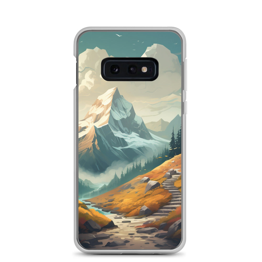 Berge, Wald und Wanderweg - Malerei - Samsung Schutzhülle (durchsichtig) berge xxx Samsung Galaxy S10e