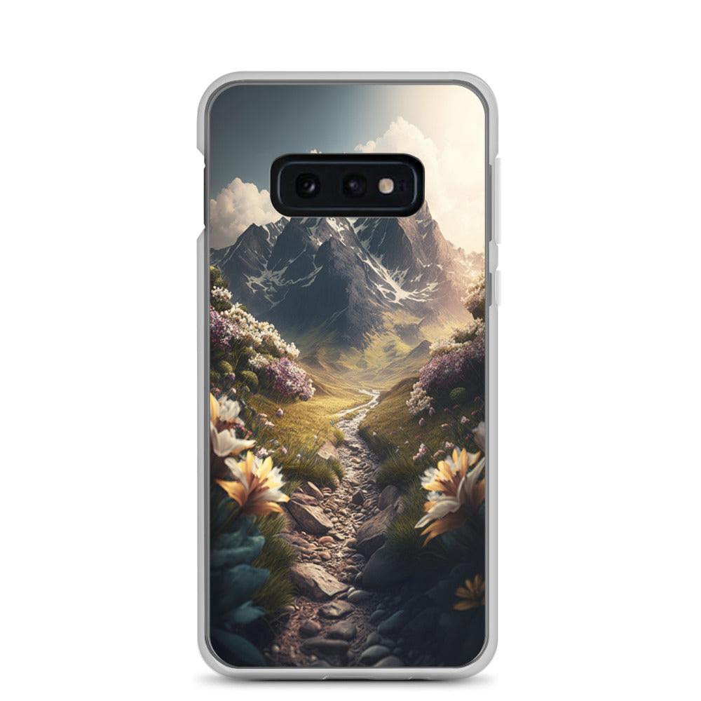 Epischer Berg, steiniger Weg und Blumen - Realistische Malerei - Samsung Schutzhülle (durchsichtig) berge xxx Samsung Galaxy S10e