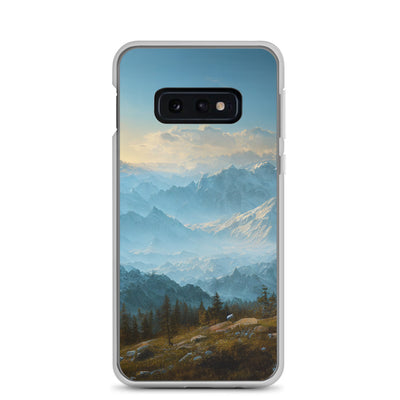 Schöne Berge mit Nebel bedeckt - Ölmalerei - Samsung Schutzhülle (durchsichtig) berge xxx Samsung Galaxy S10e