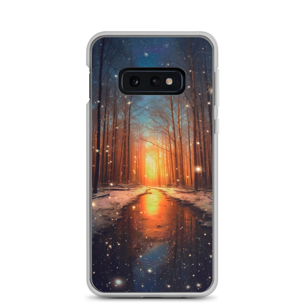 Bäume im Winter, Schnee, Sonnenaufgang und Fluss - Samsung Schutzhülle (durchsichtig) camping xxx Samsung Galaxy S10e