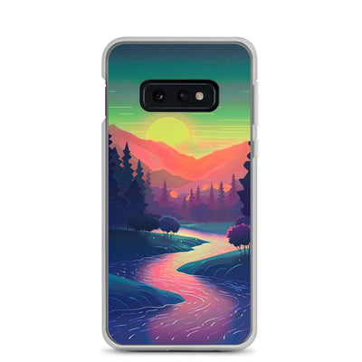 Berge, Fluss, Sonnenuntergang - Malerei - Samsung Schutzhülle (durchsichtig) berge xxx Samsung Galaxy S10e
