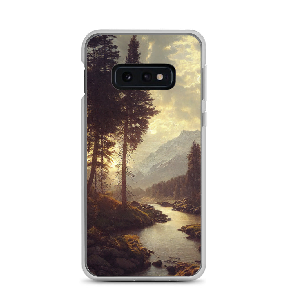 Landschaft mit Bergen, Fluss und Bäumen - Malerei - Samsung Schutzhülle (durchsichtig) berge xxx Samsung Galaxy S10e