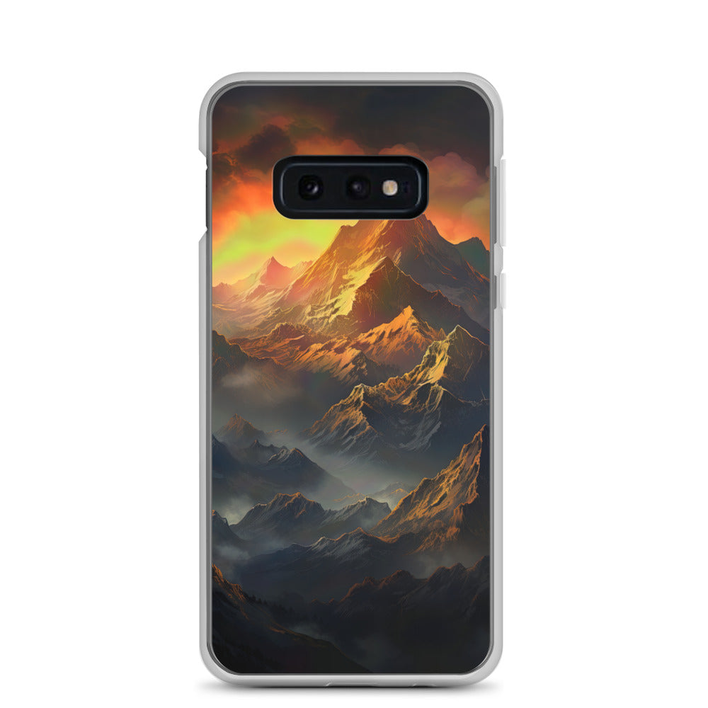 Wunderschöne Himalaya Gebirge im Nebel und Sonnenuntergang - Malerei - Samsung Schutzhülle (durchsichtig) berge xxx Samsung Galaxy S10e