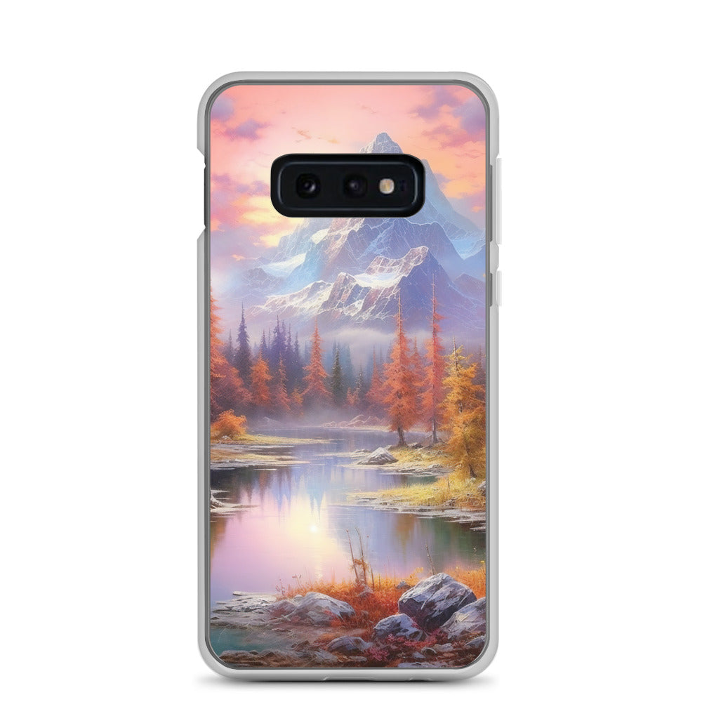 Landschaftsmalerei - Berge, Bäume, Bergsee und Herbstfarben - Samsung Schutzhülle (durchsichtig) berge xxx Samsung Galaxy S10e