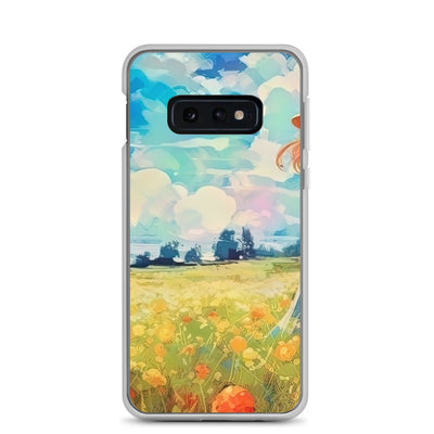 Dame mit Hut im Feld mit Blumen - Landschaftsmalerei - Samsung Schutzhülle (durchsichtig) camping xxx Samsung Galaxy S10e