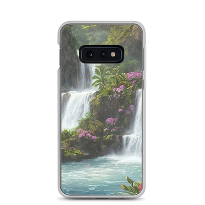 Wasserfall im Wald und Blumen - Schöne Malerei - Samsung Schutzhülle (durchsichtig) camping xxx Samsung Galaxy S10e