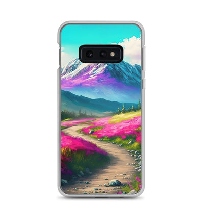 Berg, pinke Blumen und Wanderweg - Landschaftsmalerei - Samsung Schutzhülle (durchsichtig) berge xxx Samsung Galaxy S10e