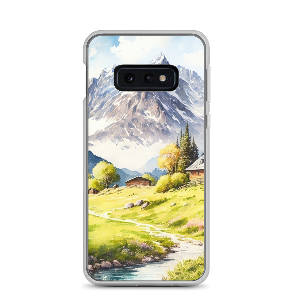 Epische Berge und Berghütte - Landschaftsmalerei - Samsung Schutzhülle (durchsichtig) berge xxx Samsung Galaxy S10e