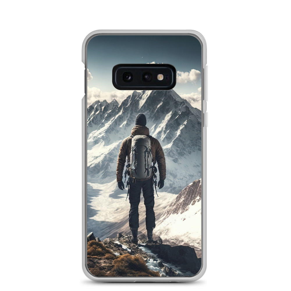 Wanderer auf Berg von hinten - Malerei - Samsung Schutzhülle (durchsichtig) berge xxx Samsung Galaxy S10e