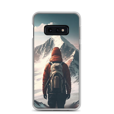Wanderer von hinten vor einem Berg - Malerei - Samsung Schutzhülle (durchsichtig) berge xxx Samsung Galaxy S10e