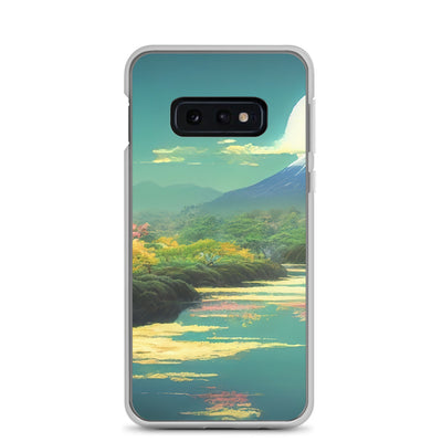 Berg, See und Wald mit pinken Bäumen - Landschaftsmalerei - Samsung Schutzhülle (durchsichtig) berge xxx Samsung Galaxy S10e