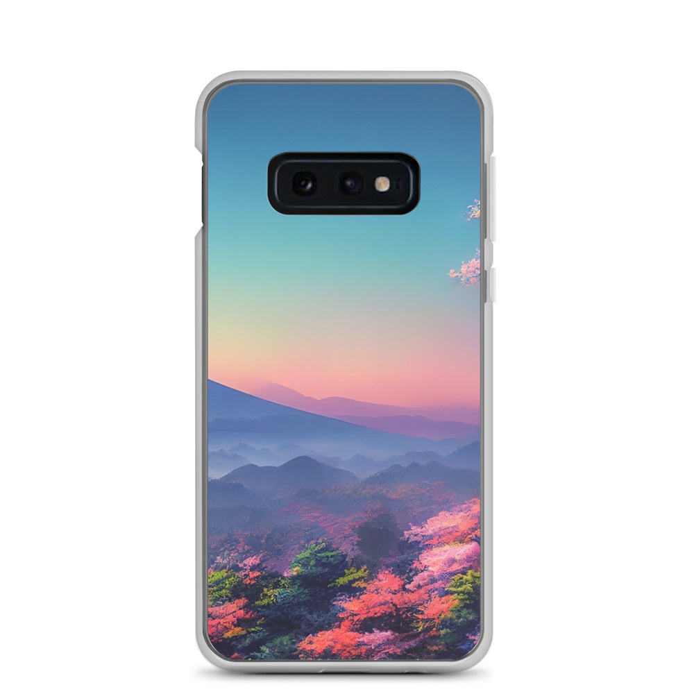 Berg und Wald mit pinken Bäumen - Landschaftsmalerei - Samsung Schutzhülle (durchsichtig) berge xxx Samsung Galaxy S10e