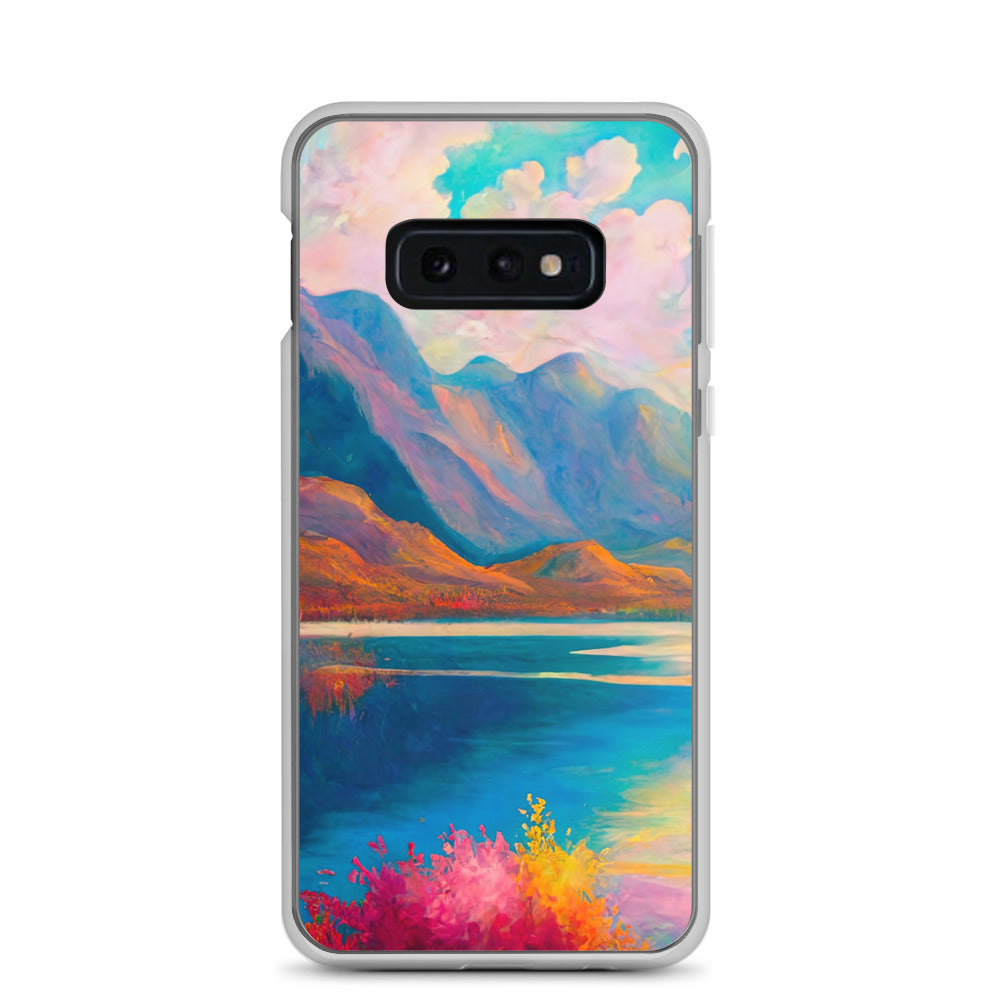 Berglandschaft und Bergsee - Farbige Ölmalerei - Samsung Schutzhülle (durchsichtig) berge xxx Samsung Galaxy S10e
