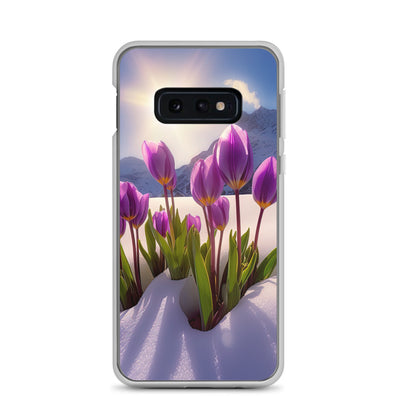 Tulpen im Schnee und in den Bergen - Blumen im Winter - Samsung Schutzhülle (durchsichtig) berge xxx Samsung Galaxy S10e