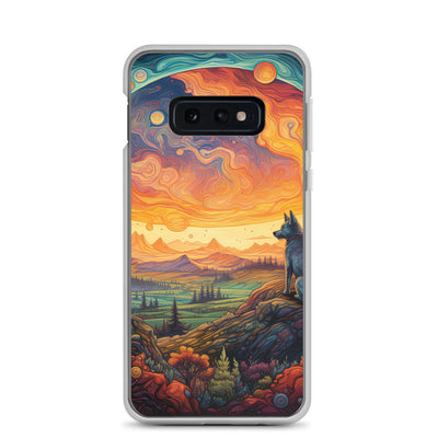 Hund auf Felsen - Epische bunte Landschaft - Malerei - Samsung Schutzhülle (durchsichtig) camping xxx Samsung Galaxy S10e