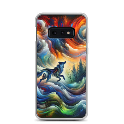 Alpen Abstraktgemälde mit Wolf Silhouette in lebhaften Farben (AN) - Samsung Schutzhülle (durchsichtig) xxx yyy zzz Samsung Galaxy S10e