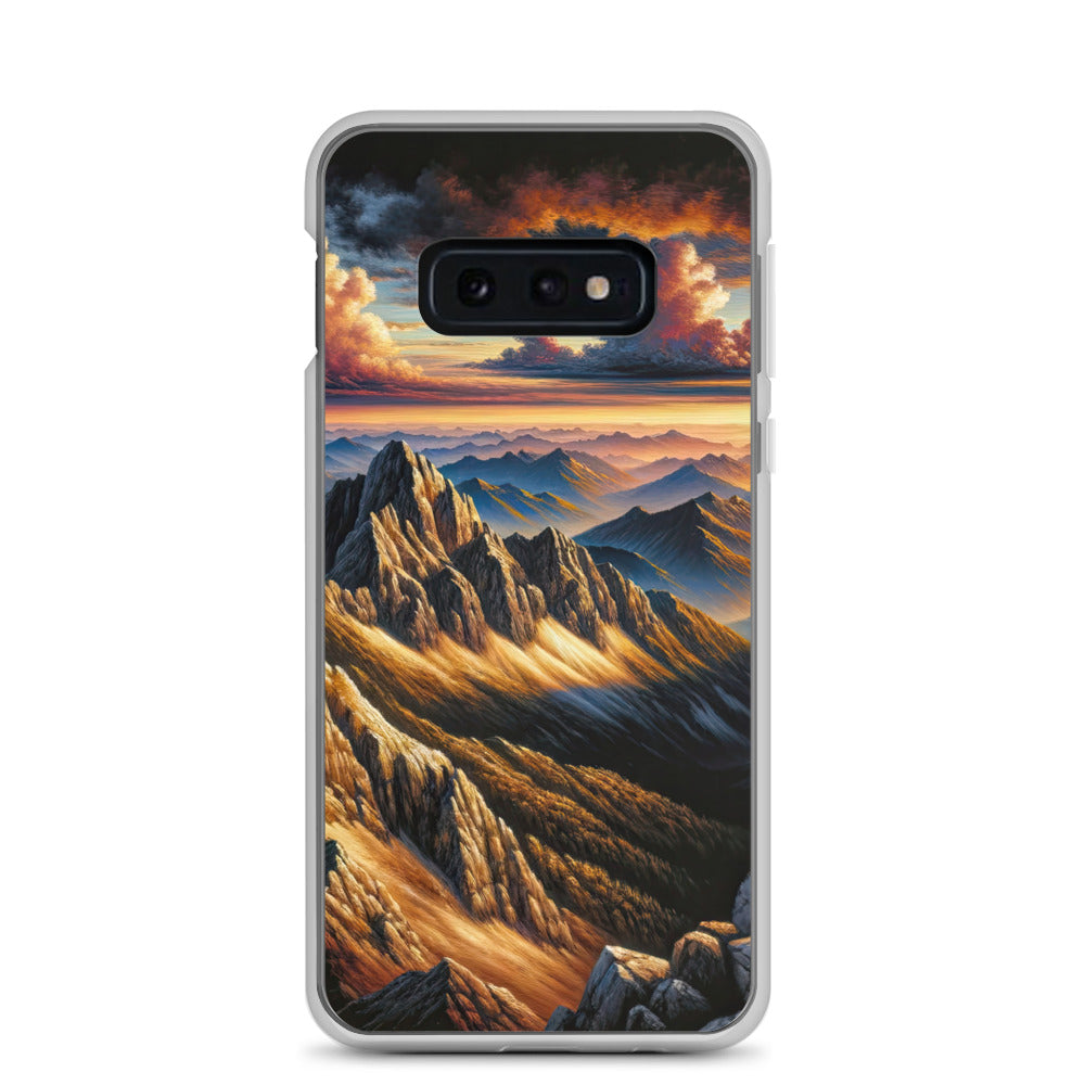 Alpen in Abenddämmerung: Acrylgemälde mit beleuchteten Berggipfeln - Samsung Schutzhülle (durchsichtig) berge xxx yyy zzz Samsung Galaxy S10e