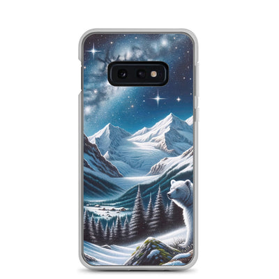 Sternennacht und Eisbär: Acrylgemälde mit Milchstraße, Alpen und schneebedeckte Gipfel - Samsung Schutzhülle (durchsichtig) camping xxx yyy zzz Samsung Galaxy S10e