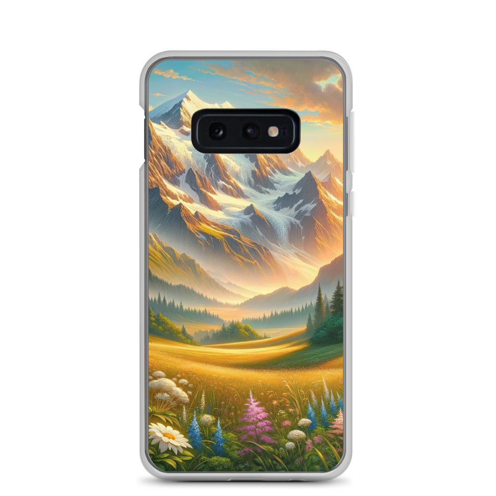 Heitere Alpenschönheit: Schneeberge und Wildblumenwiesen - Samsung Schutzhülle (durchsichtig) berge xxx yyy zzz Samsung Galaxy S10e