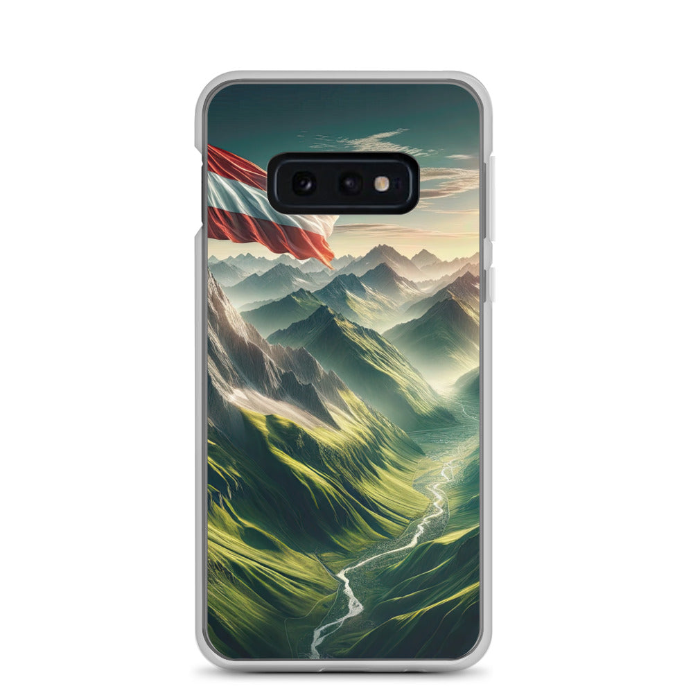 Alpen Gebirge: Fotorealistische Bergfläche mit Österreichischer Flagge - Samsung Schutzhülle (durchsichtig) berge xxx yyy zzz Samsung Galaxy S10e