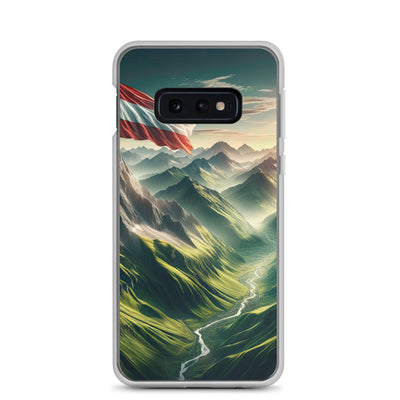 Alpen Gebirge: Fotorealistische Bergfläche mit Österreichischer Flagge - Samsung Schutzhülle (durchsichtig) berge xxx yyy zzz Samsung Galaxy S10e