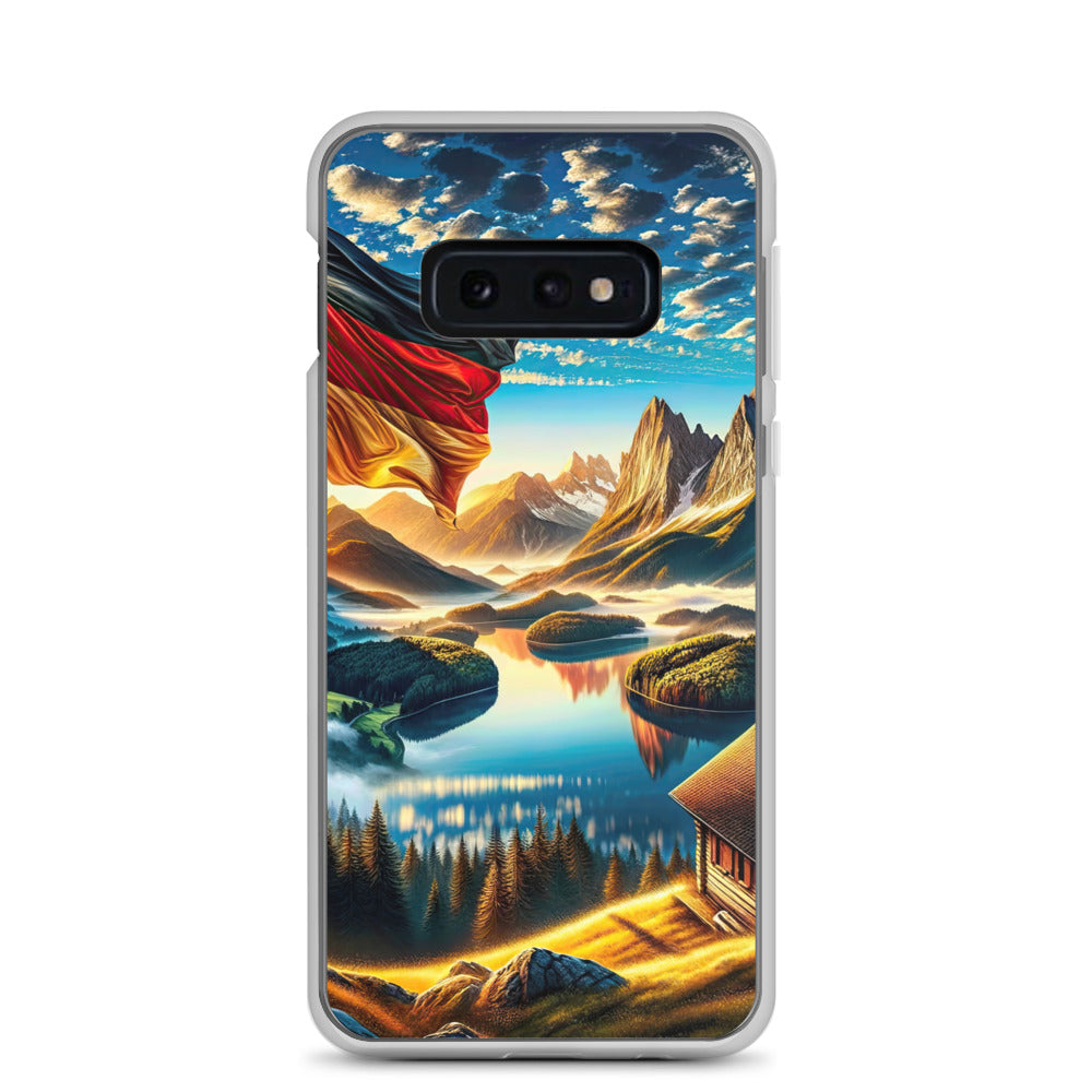 Alpen Gebirge im Morgenlicht: Kunstwerk mit Deutsche Flagge - Samsung Schutzhülle (durchsichtig) berge xxx yyy zzz Samsung Galaxy S10e
