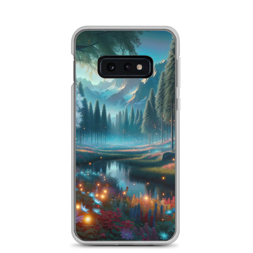 Ätherischer Alpenwald: Digitale Darstellung mit leuchtenden Bäumen und Blumen - Samsung Schutzhülle (durchsichtig) camping xxx yyy zzz Samsung Galaxy S10e