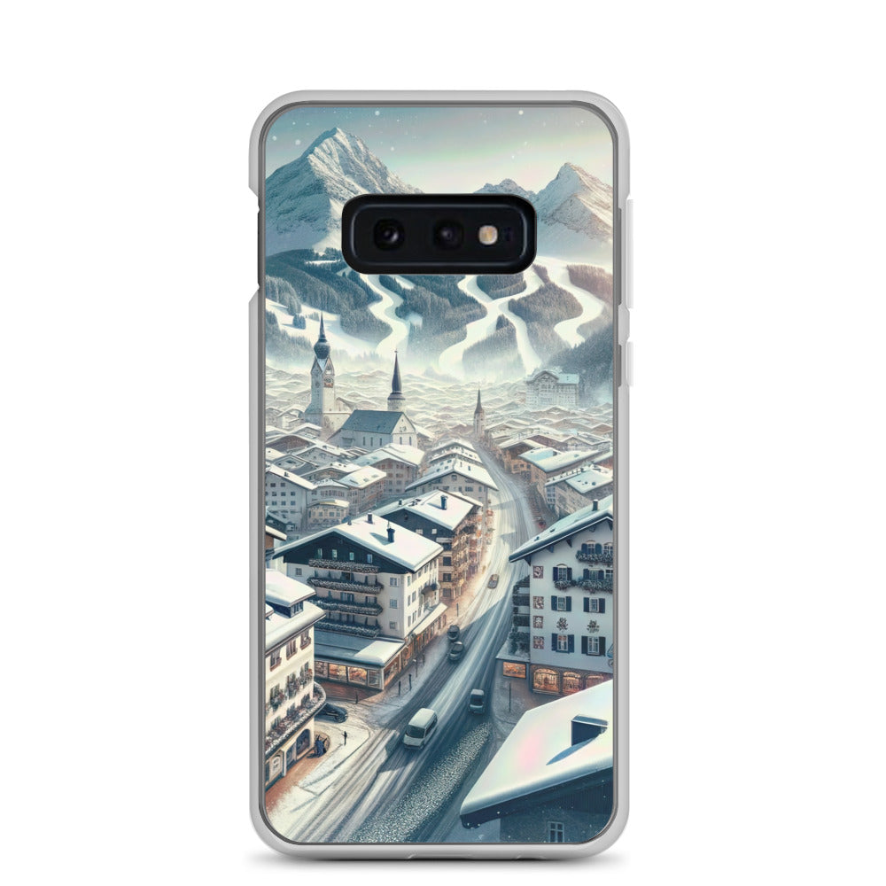 Winter in Kitzbühel: Digitale Malerei von schneebedeckten Dächern - Samsung Schutzhülle (durchsichtig) berge xxx yyy zzz Samsung Galaxy S10e