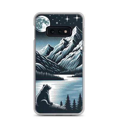 Bär in Alpen-Mondnacht, silberne Berge, schimmernde Seen - Samsung Schutzhülle (durchsichtig) camping xxx yyy zzz Samsung Galaxy S10e