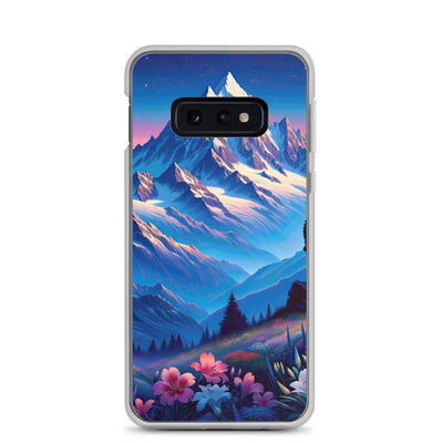 Steinbock bei Dämmerung in den Alpen, sonnengeküsste Schneegipfel - Samsung Schutzhülle (durchsichtig) berge xxx yyy zzz Samsung Galaxy S10e